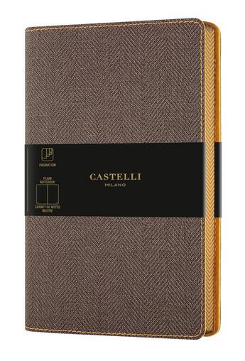 Couverture du livre « Carnet harris grand format uni tobacco brown » de  aux éditions Castelli Milano