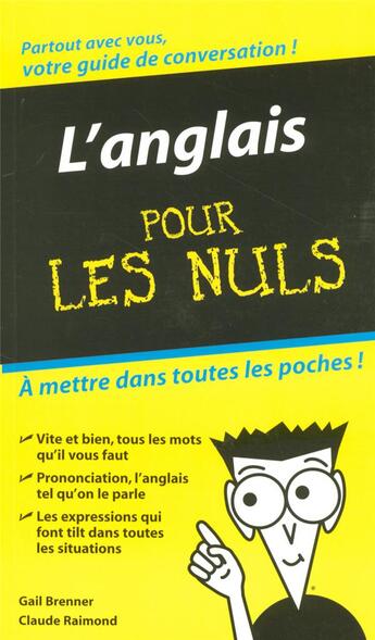 Couverture du livre « L'anglais pour les nuls » de Gail Brenner et Claude Raimond aux éditions First