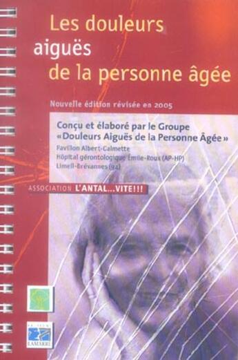 Couverture du livre « Les douleurs aigues de la personne agee (édition 2005) » de  aux éditions Lamarre