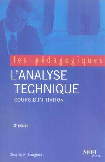 Couverture du livre « L'analyse technique (2e edition) » de Charles K. Langford aux éditions Sefi