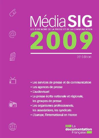 Couverture du livre « Mediasig 2009 » de  aux éditions Documentation Francaise