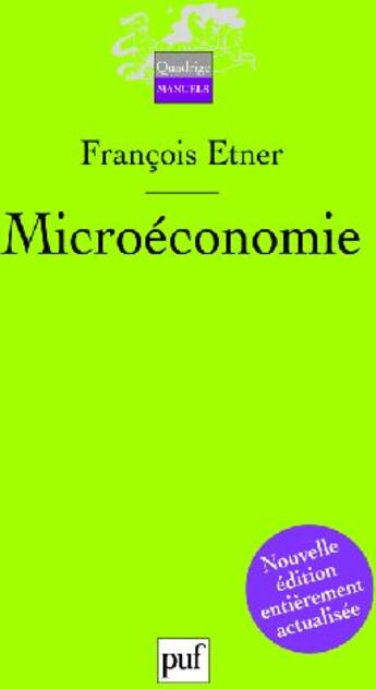 Couverture du livre « Microéconomie (2e édition) » de Etner/Francois aux éditions Puf