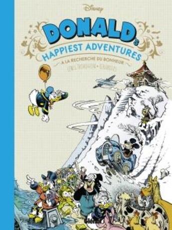 Couverture du livre « Donald's happiest adventures ; à la recherche du bonheur » de Lewis Trondheim et Nicolas Keramidas aux éditions Glenat