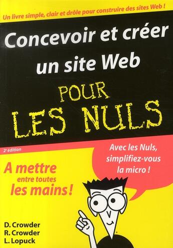 Couverture du livre « Concevoir et créer un site web pour les nuls » de David Crowder et R Crowder et L Lopuck aux éditions First Interactive