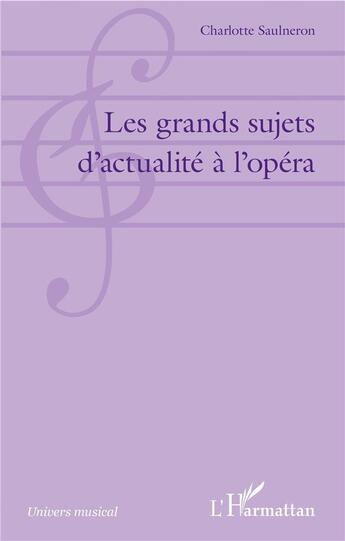 Couverture du livre « Les grands sujets d'actualité à l'opéra » de Charlotte Saulneron aux éditions L'harmattan