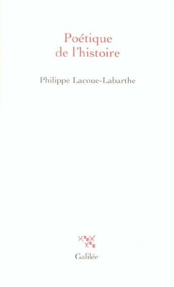 Couverture du livre « Poetique de l'histoire » de Lacoue-Labarthe P. aux éditions Galilee