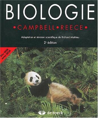 Couverture du livre « Biologie (2e édition) » de Campbell et Reece aux éditions De Boeck