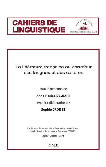 Couverture du livre « CAHIERS DE LINGUISTIQUE : revue de sociolinguistique du français » de Cahiers De Linguisti aux éditions Eme Editions