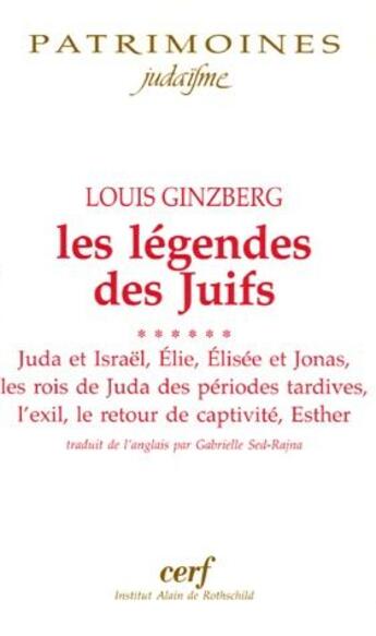 Couverture du livre « Les légendes des juifs Tome 6 » de Louis Ginzberg aux éditions Cerf