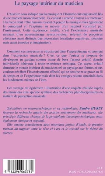 Couverture du livre « Le paysage intérieur du musicien ; ou les processus en jeu dans l'expérience musicale » de Sandra Huret aux éditions L'harmattan