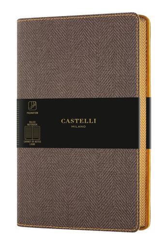 Couverture du livre « Carnet harris grand format ligné tobacco brown » de  aux éditions Castelli Milano