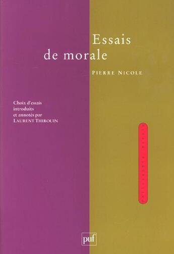 Couverture du livre « Essais de morale » de Nicole Pierre aux éditions Puf