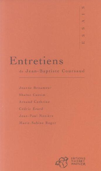 Couverture du livre « Entretiens, portraits d'auteur jeunesse » de Coursaud J-B. aux éditions Thierry Magnier