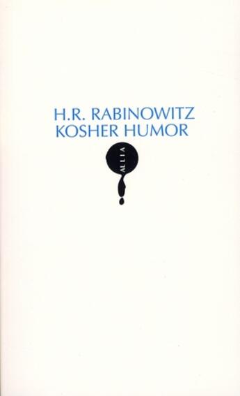 Couverture du livre « Kosher humor » de H. R. Rabinowitz aux éditions Allia