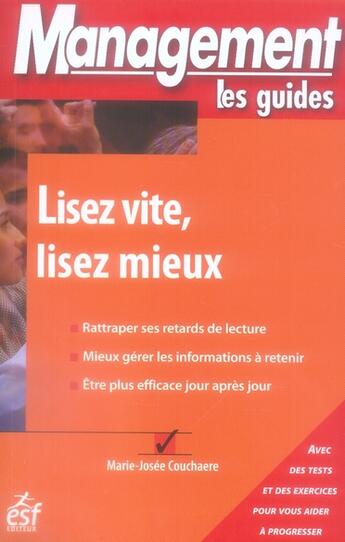 Couverture du livre « Lisez vite, lisez mieux » de Couachere Mj aux éditions Esf