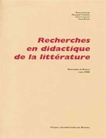 Couverture du livre « Recherches en didactique de la littérature » de  aux éditions Pu De Rennes