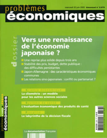 Couverture du livre « Vers une renaissance de l'économie japonaise ? » de  aux éditions Documentation Francaise