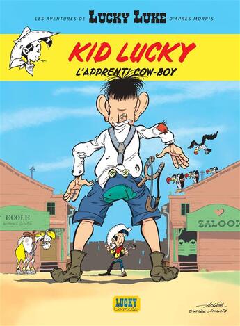 Couverture du livre « Les aventures de Kid Lucky d'après Morris Tome 1 : l'apprenti cow-boy » de Achde aux éditions Lucky Comics