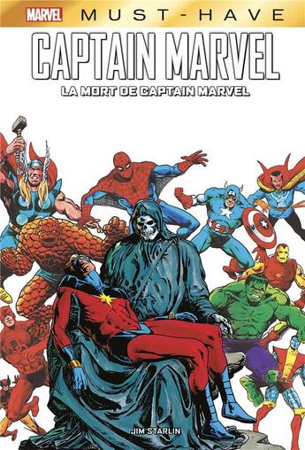 Couverture du livre « La mort de Captain Marvel » de Jim Starlin et Gene Colan et Doug Moench et Stan Lee et Roy Thomas et Pat Broderick aux éditions Panini