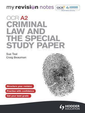 Couverture du livre « My Revision Notes: OCR A2 Criminal Law and the Special Study Paper eBo » de Shepherd Andrew aux éditions Hodder Education Digital