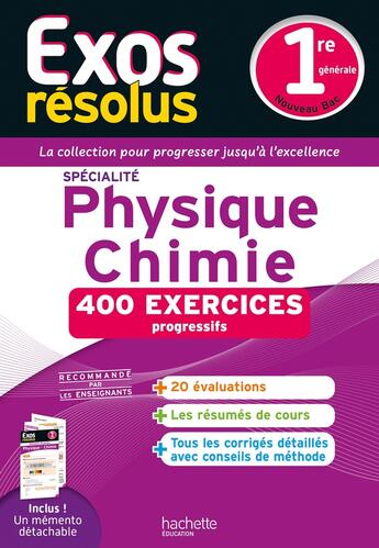 Couverture du livre « Exos résolus : Spécialité Physique-Chimie ; 1re ; 400 exercices progressifs » de Frederique De La Baume et Stephane Blat et Raphael Marteletti aux éditions Hachette Education