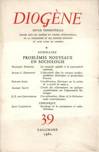 Couverture du livre « Diogene 39 » de Collectifs Gallimard aux éditions Gallimard