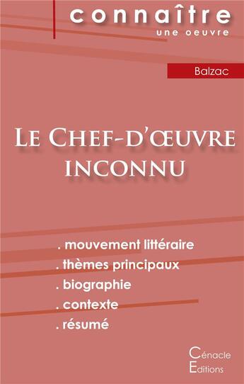 Couverture du livre « Fiche de lecture le chef-d'oeuvre inconnu, de Balzac (analyse littéraire de référence et résumé complet) » de  aux éditions Editions Du Cenacle