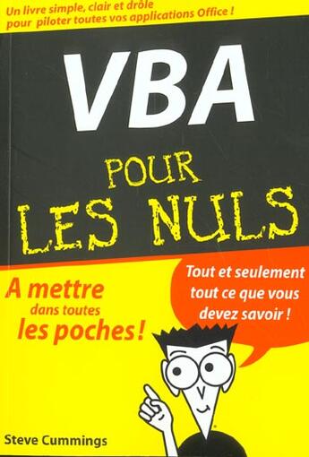 Couverture du livre « Vba pour les nuls » de Steve Cummings aux éditions First Interactive