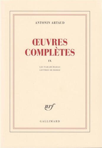 Couverture du livre « Blanche - oeuvres completes (tome 9) » de Artaud Antonin aux éditions Gallimard