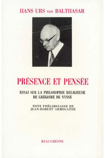 Couverture du livre « Presence et pensee » de Balthasar H U V. aux éditions Beauchesne