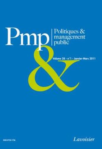 Couverture du livre « Politiques management public volume 28 n 1 janviermars 2011 dossier 