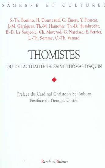 Couverture du livre « Thomistes » de Serge-Thomas Bonino aux éditions Parole Et Silence