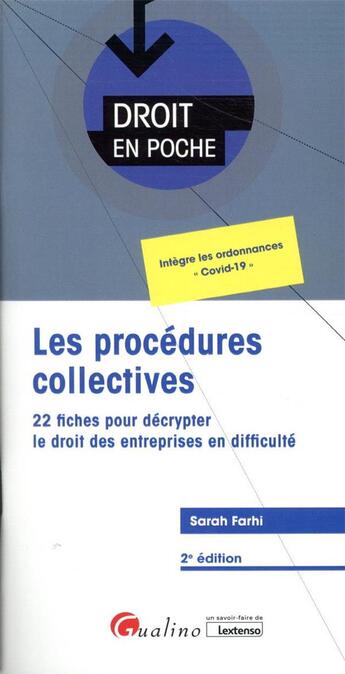 Couverture du livre « Les procédures collectives (2e édition) » de Sarah Farhi aux éditions Gualino