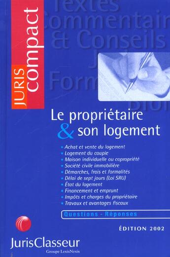 Couverture du livre « Le proprietaire et son logement » de Lafond aux éditions Lexisnexis