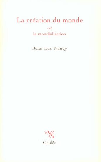 Couverture du livre « La creation du monde » de Nancy J L aux éditions Galilee