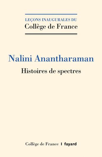 Couverture du livre « Histoires de spectres » de Nalini Anantharaman aux éditions College De France