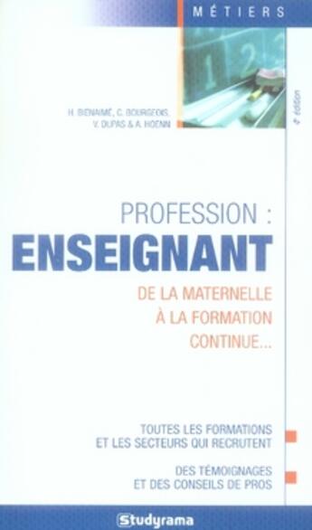 Couverture du livre « Profession : enseignant » de Bienaime H. aux éditions Studyrama