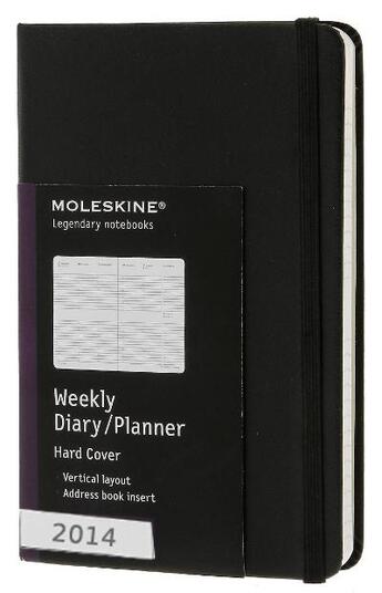 Couverture du livre « Agenda semainier 2014 vertical poche noir couverture rigide » de Moleskine aux éditions Moleskine Papet