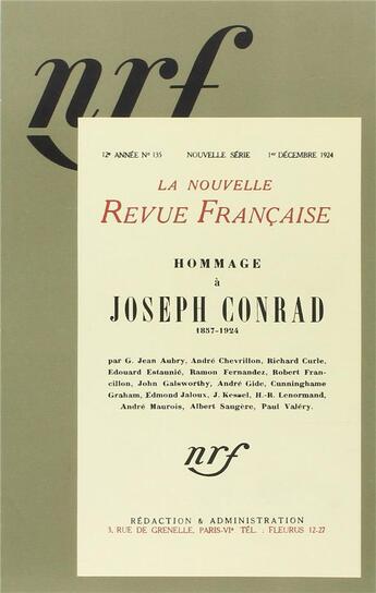 Couverture du livre « Hommage a joseph conrad - (1857-1924) » de  aux éditions Gallimard