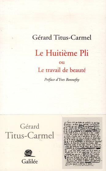 Couverture du livre « Le huitieme pli » de Gerard Tiitus-Carmel aux éditions Galilee