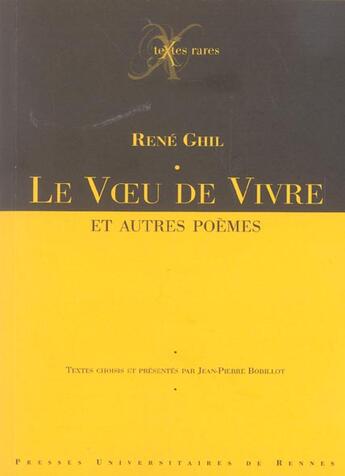 Couverture du livre « Le Voeu de vivre et autres poèmes » de René Ghil aux éditions Pu De Rennes