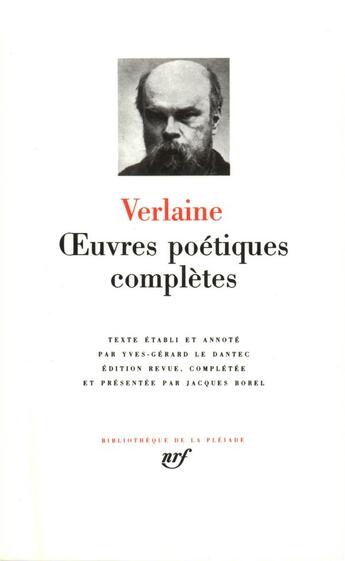 Couverture du livre « Oeuvres poétiques complètes » de Paul Verlaine aux éditions Gallimard