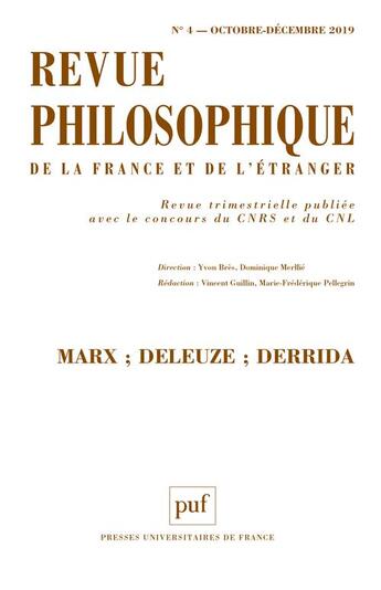 Couverture du livre « Revue philosophique 2019, t. 144(4) » de  aux éditions Puf