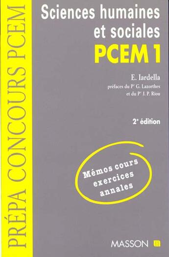 Couverture du livre « Sciences humaines et sociales pcem1 » de Iardella aux éditions Elsevier-masson