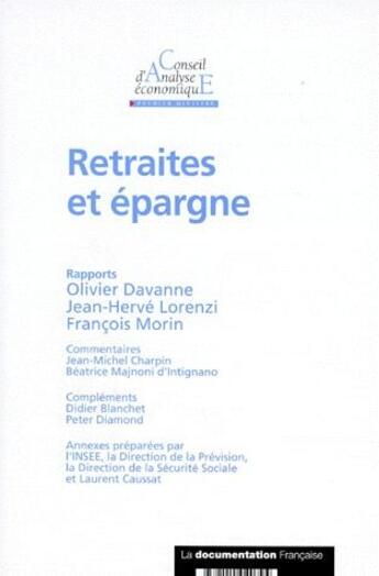 Couverture du livre « Retraites et épargne » de  aux éditions Documentation Francaise