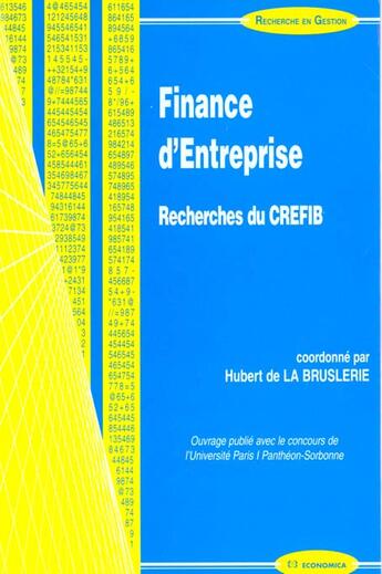 Couverture du livre « FINANCE D'ENTREPRISE » de La Bruslerie (De)/Hu aux éditions Economica