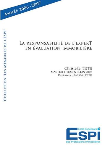 Couverture du livre « La responsabilité de l'expert en évaluation immobilière » de Christelle Tete aux éditions Edilivre