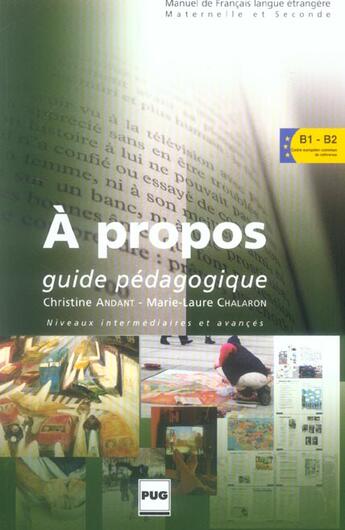 Couverture du livre « A PROPOS » de Andon/Chalaron aux éditions Pu De Grenoble