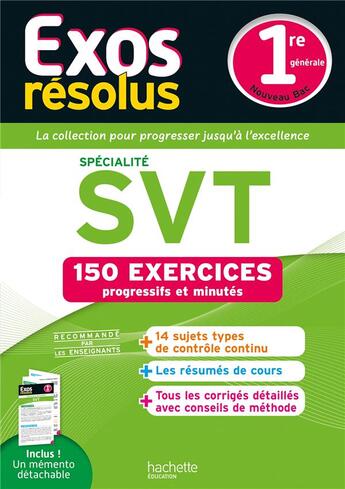 Couverture du livre « Exos résolus : Spécialité SVT ; 1re ; 150 exercices progressifs et minutés » de Patrice Delguel et Nathalie Fabien aux éditions Hachette Education