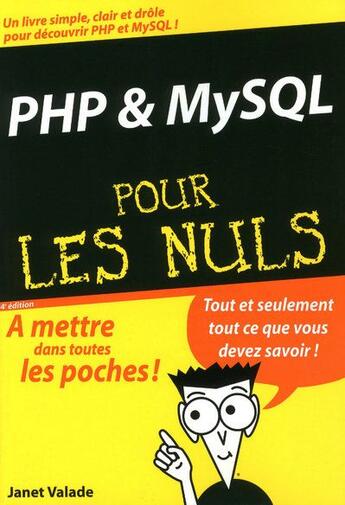 Couverture du livre « Php et mysql 4e poche pour les nuls » de Janet Valade aux éditions First Interactive